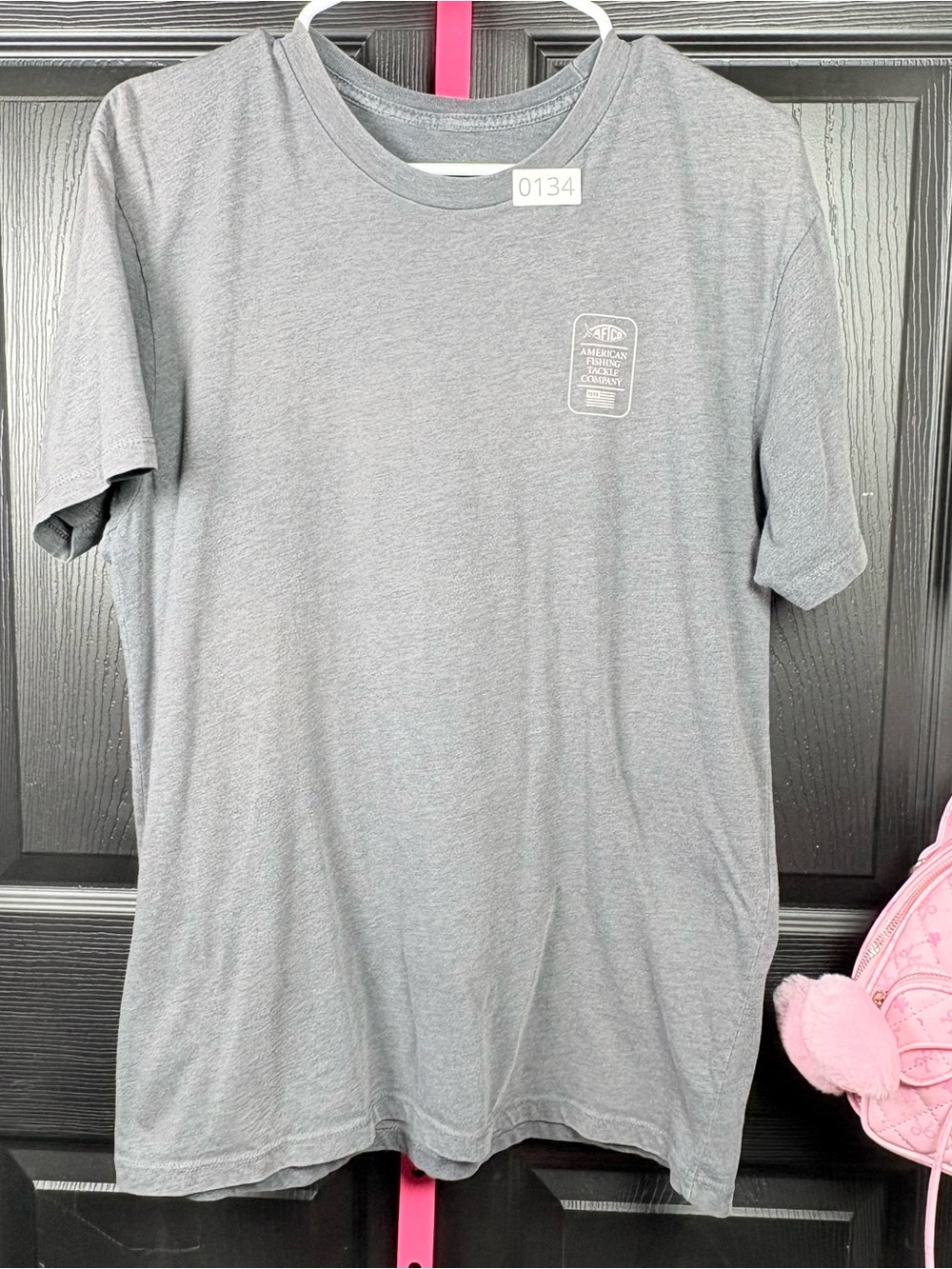 AFTCO Gray Short Sleeve Crew Tee with Small Chest Logo